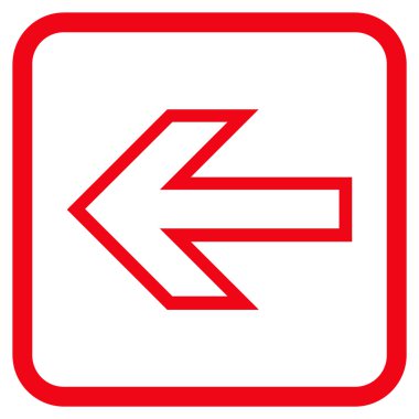 Ok sol vektör simgesi bir çerçeve içinde