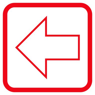 Ok sol vektör simgesi bir çerçeve içinde