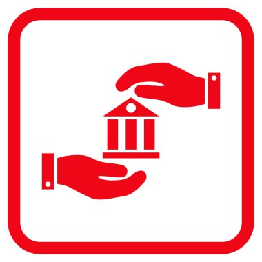 Banka hizmet vektör simgesi bir çerçeve içinde