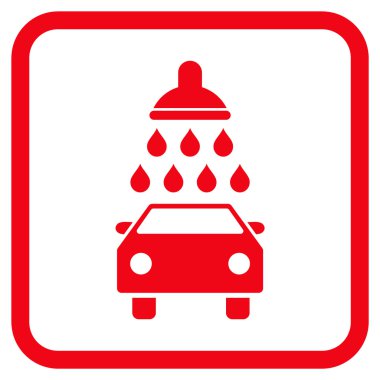 Araba duş vektör simgesi bir çerçeve içinde