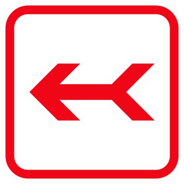 Ok sol vektör simgesi bir çerçeve içinde