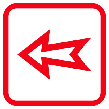 Ok sol vektör simgesi bir çerçeve içinde