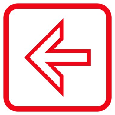 Ok sol vektör simgesi bir çerçeve içinde