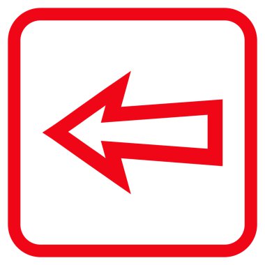 Ok sol vektör simgesi bir çerçeve içinde