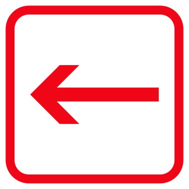 Ok sol vektör simgesi bir çerçeve içinde