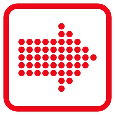 Noktalı ok doğru vektör simgesi bir çerçeve içinde