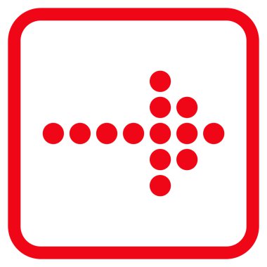 Noktalı ok doğru vektör simgesi bir çerçeve içinde