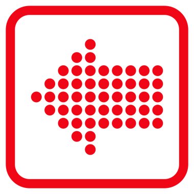 Noktalı ok sol vektör simgesi bir çerçeve içinde