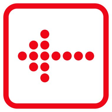 Noktalı ok sol vektör simgesi bir çerçeve içinde