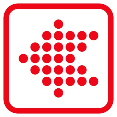 Noktalı ok sol vektör simgesi bir çerçeve içinde