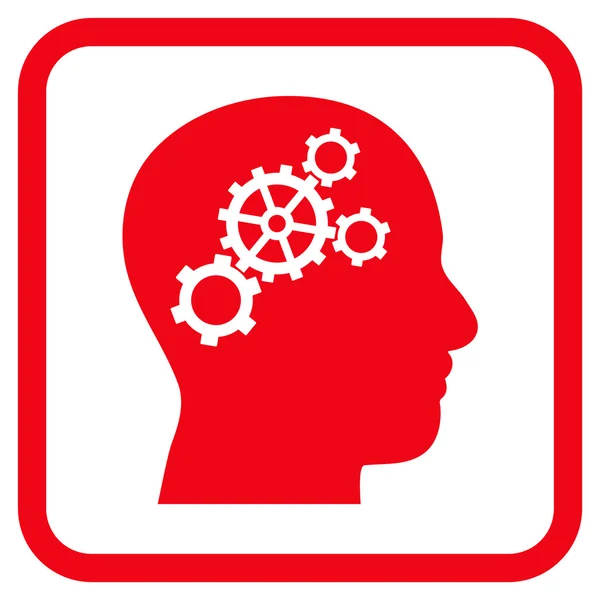 Cérebro engrenagens vetor ícone em um quadro — Vetor de Stock
