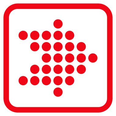 Noktalı ok doğru vektör simgesi bir çerçeve içinde