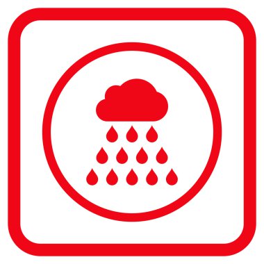 Yağmur bulutu vektör simgesi bir çerçeve içinde