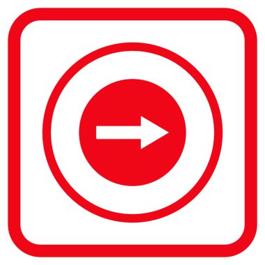 Sağ ok vektör simgesi bir çerçeve içinde yuvarlak