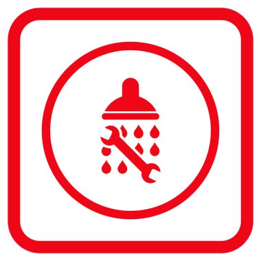 Duş sıhhi tesisat vektör simgesi bir çerçeve içinde