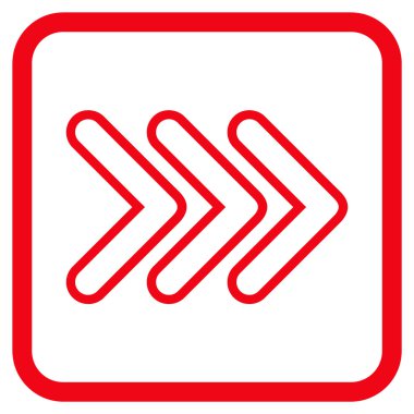 İşaretçi doğru vektör simgesi bir çerçeve içinde üçlü