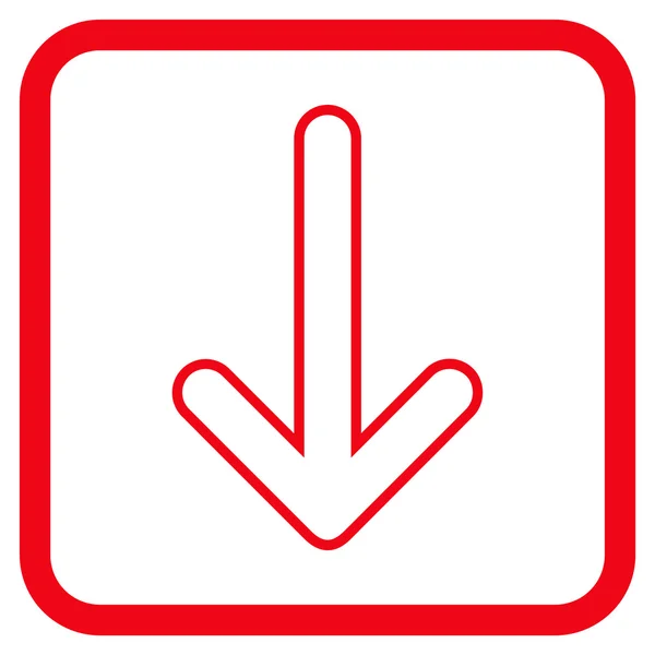 Abgerundeter Pfeil nach unten Vektor-Symbol in einem Rahmen — Stockvektor