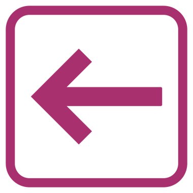 Sol ok vektör simgesi bir çerçeve içinde