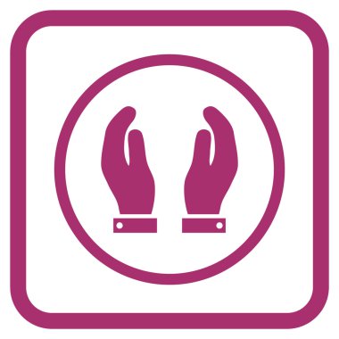 Bakım el vektör simgesi bir çerçeve içinde