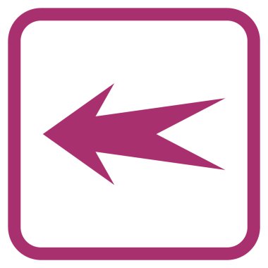 Ok sol vektör simgesi bir çerçeve içinde