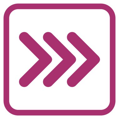 Ok ucu doğru vektör simgesi bir çerçeve içinde üçlü