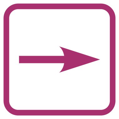 Keskin ok doğru vektör simgesi bir çerçeve içinde