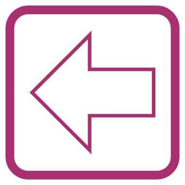 Ok sol vektör simgesi bir çerçeve içinde