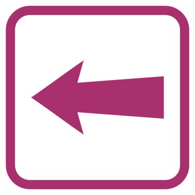 Ok sol vektör simgesi bir çerçeve içinde