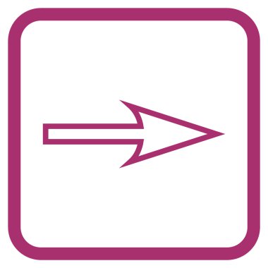 Keskin ok doğru vektör simgesi bir çerçeve içinde