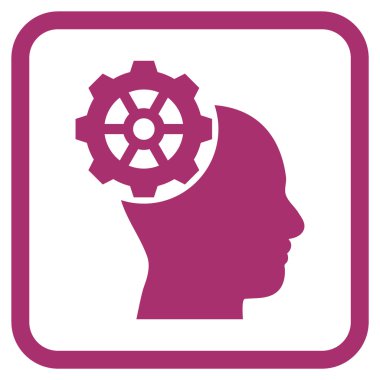 Vektör simgesi bir çerçeve içinde kafa dişli