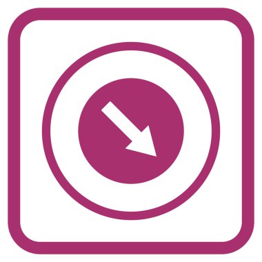 Aşağı doğru yuvarlak ok vektör simgesi bir çerçeve içinde