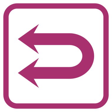 Çift sol ok vektör simgesi bir çerçeve içinde