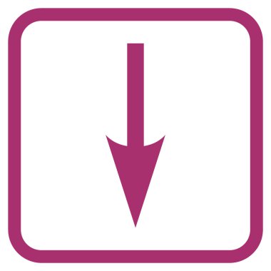 Vektör simgesi bir çerçeve içinde aşağı ok keskin