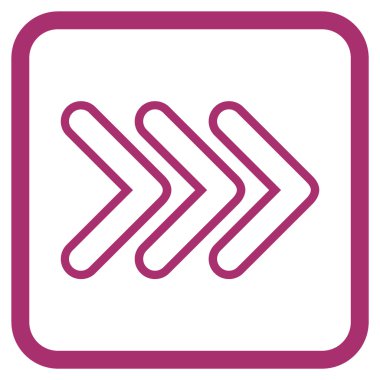 İşaretçi doğru vektör simgesi bir çerçeve içinde üçlü