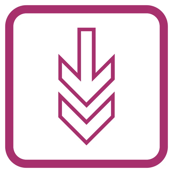 Dirección abajo Vector icono en un marco — Vector de stock