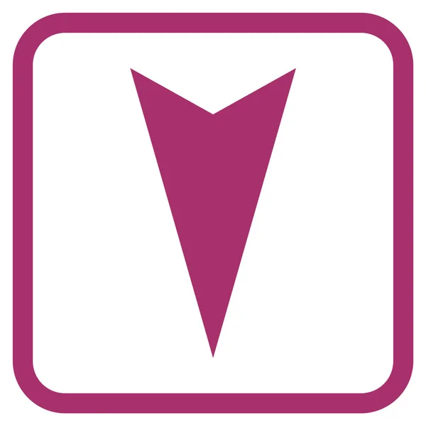 Ícone do vetor de Arrowhead para baixo em um quadro —  Vetores de Stock