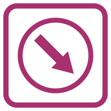 Aşağı doğru yuvarlak ok vektör simgesi bir çerçeve içinde