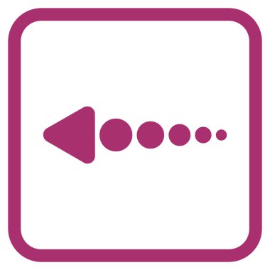 Ok sol vektör simgesi bir çerçeve içinde