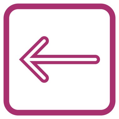 Ok sol vektör simgesi bir çerçeve içinde