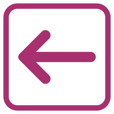 Ok sol vektör simgesi bir çerçeve içinde