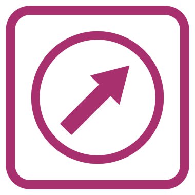 Yukarı sağ yuvarlak ok vektör simgesi bir çerçeve içinde