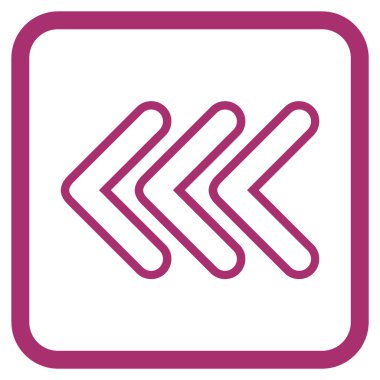 İşaretçi sol vektör simgesi bir çerçeve içinde üçlü