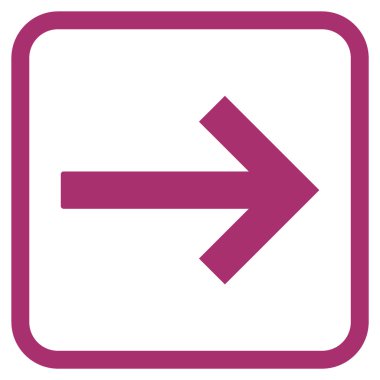 Sağ ok vektör simgesi bir çerçeve içinde