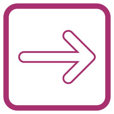 Yuvarlak ok doğru vektör simgesi bir çerçeve içinde