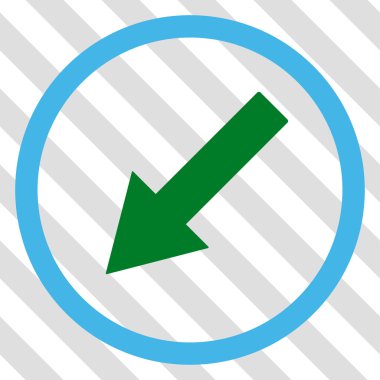 Yuvarlak aşağı sol ok vektör simgesi