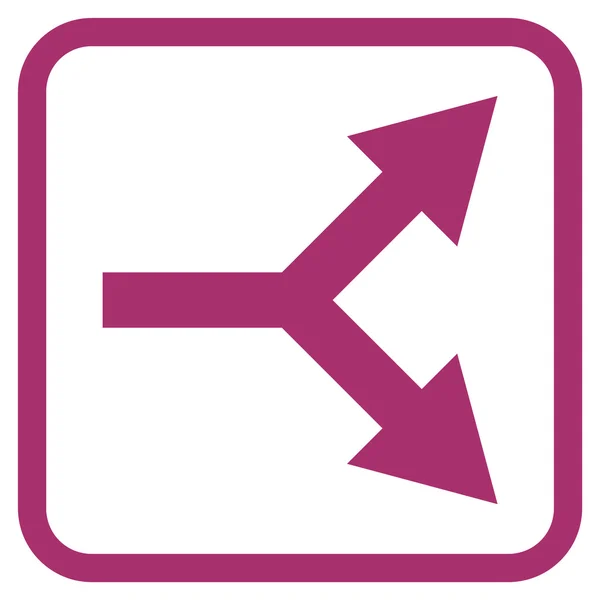 Bifurcación flecha derecha Vector icono en un marco — Vector de stock