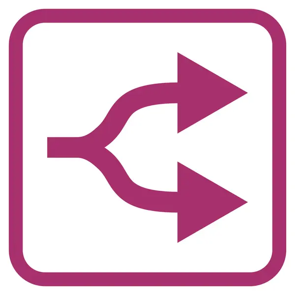 Gesplitste pijlen rechts Vector Icon In een Frame — Stockvector