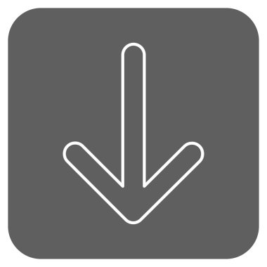 Düz aşağı ok vektör simgesi kare