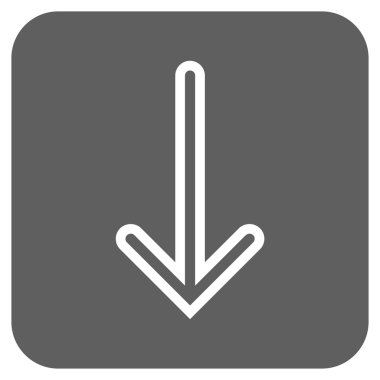 Düz aşağı ok vektör simgesi kare