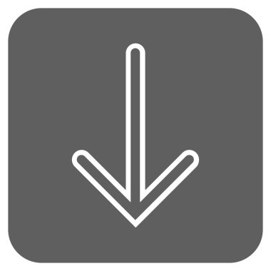 Düz aşağı ok vektör simgesi kare